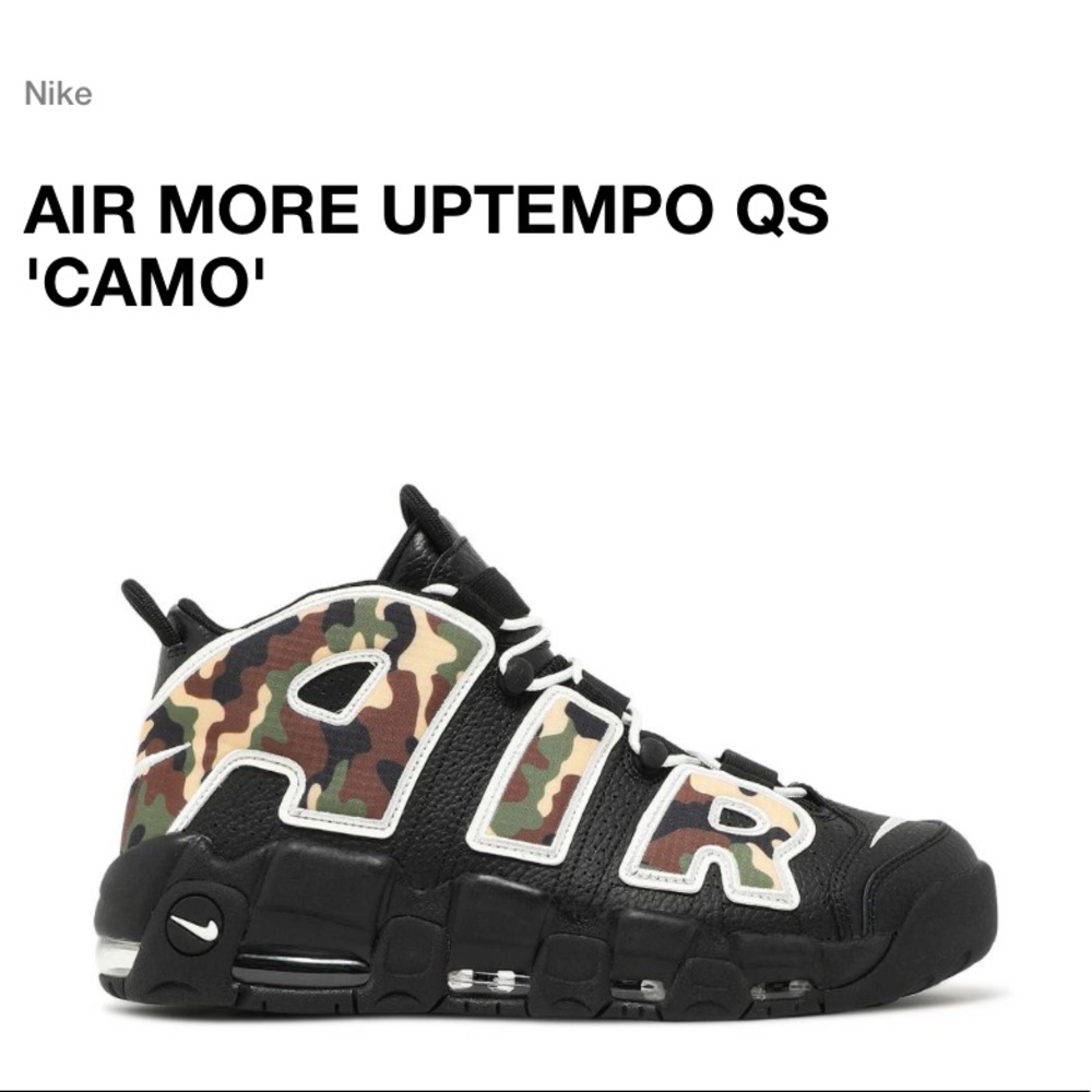 NWT✨ Nike Air More Uptempo QS “Camo” 7y